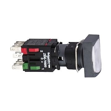 Pulsador Luminoso Rectangular Blanco Ø16 - Pulsar-pulsar - 1na+1nc - 24v