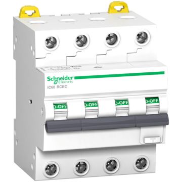 Acti9 Ic60 Rcbo - 4p - 16 A - C Curve - 6000a/6ka - 30 Ma - Ac Type