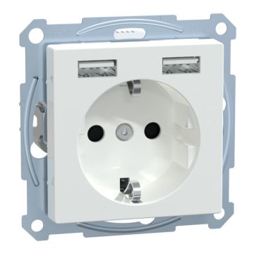 Schuko + 2 Cargador Usb 2,4a Eleg Bl.Act