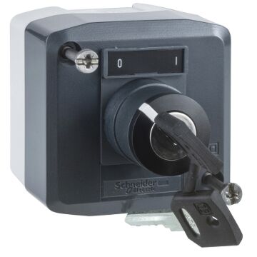 Estación De Control, Plástico, Tapa Gris Oscuro, 1 Selector Con Llave Ø 22, 1 Na + 1 Nc