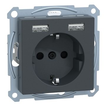 Schuko + 2 Cargador Usb 2,4a Eleg Antrac