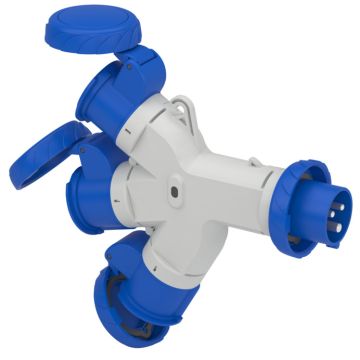 Pratika Multiple Adapter - 3 Industrial Sockets - 16 A - 2p+e - 220v Ac - Ip67