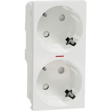 New Unica System +, Schuko Doble Blanco Con Piloto (raptor)