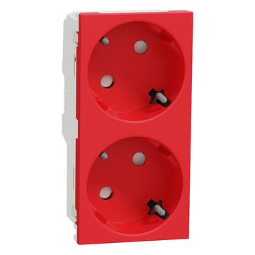 New Unica System+ - Enchufe 2p+t Doble (raptor) - Conexión Rápida Y Por Tornillos - Rojo