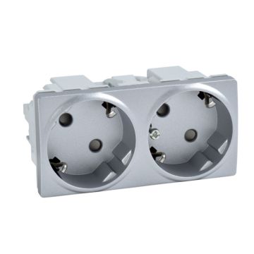 Base Doble 2p + Tt Lateral 16a 250v Unica System Aluminio