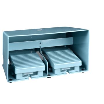 Interruptor De Pedal Doble Xpe-m – Con Tapa – Metálico - Azul - 2nc+2no