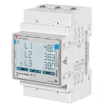 Medidor de energía trifásico compacto con display LCD táctil retroiluminado