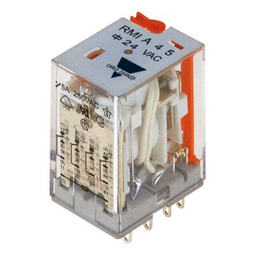 Relé industrial enchufable miniatura de 4 contactos, Amperaje 5 A, Tensión de bobina 230 VCA