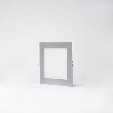 Aro empot. Ultrafino de LEDs 12W Cuadrado Blanco neutro Plata
