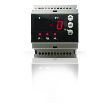 Termostato 24V 2 relés rail DIN 4 módulos