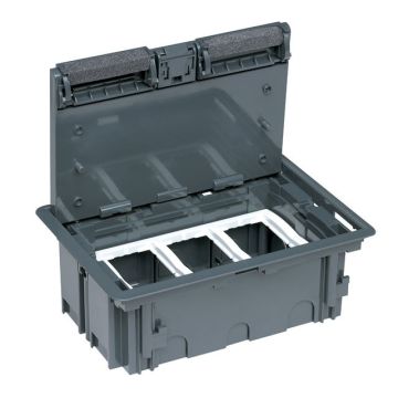 Caja de suelo con 3 módulos 70mm gris marco blanco nieve