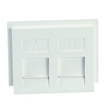 Módulo plano combinable con antipolvo blanco nieve para 2 conectores tipo Keystone 19,4mm y 20,4mm y
