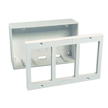 Caja 3 módulos blanco marco bastidor blanco 9010