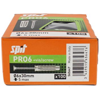 Taco nylon PRO6 6x30/S con tornillo gris (100u)