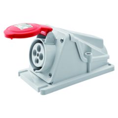BASE FIJA DE PARED A 90° - IP44 - 3P+T 16A 380-415V 50/60HZ - ROJO - 6H - CONEXIONADO DE TORNILLO