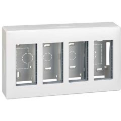 Caja pared superficie 4 mód. dobles bl.